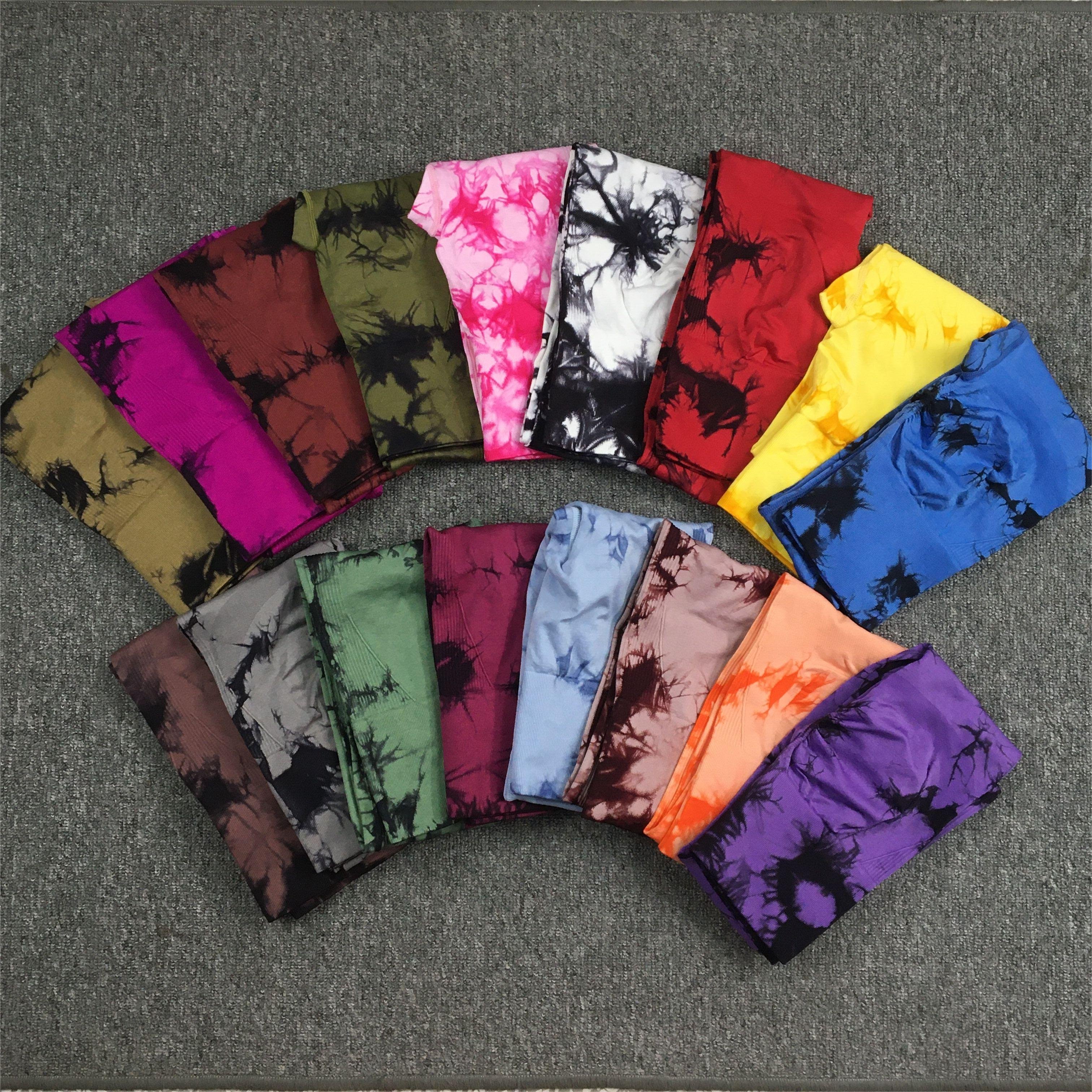 Hot Selling Printed Seamless Tie Dye Booty Push Up Yoga Leggings for Women High Waist Peach Butt Gym Fitness Tights Sport Pants