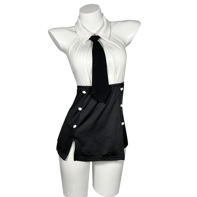 New Hollow Out Slim Sleepwear Dress Mature Women Tease Revealing Exposed Breast Sexy Women Lingerie