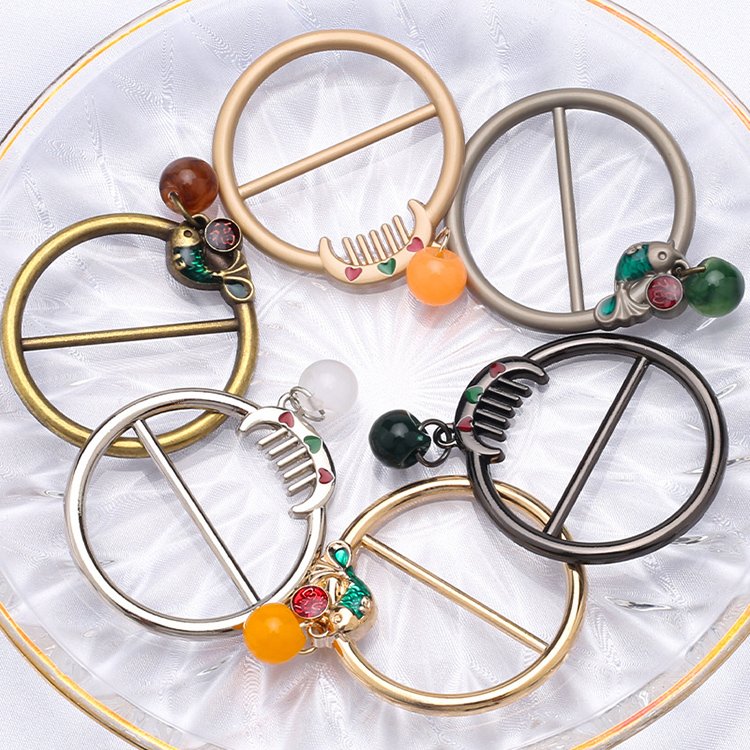 YN Scarf Ring T Shirt Tie Clips for Women Side Waist Tightener Clips Clothing Wrap Holder Round Circle Clip Belt Buckle