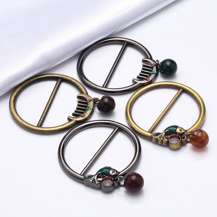 YN Scarf Ring T Shirt Tie Clips for Women Side Waist Tightener Clips Clothing Wrap Holder Round Circle Clip Belt Buckle
