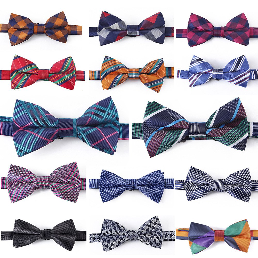 Pre-tied Bow Men's Formal Wedding Double Layer Groom Black Bow Tie