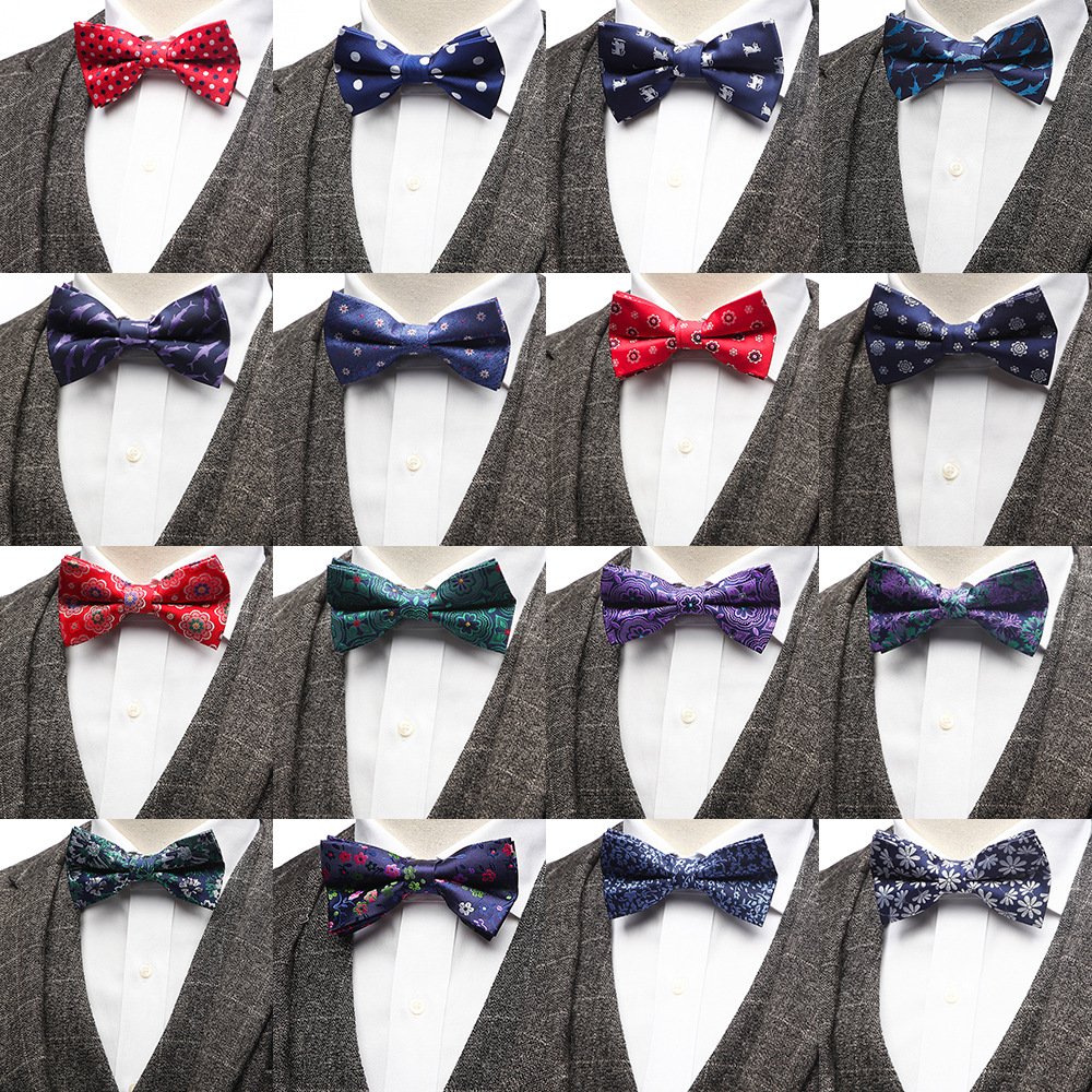 Pre-tied Bow Men's Formal Wedding Double Layer Groom Black Bow Tie