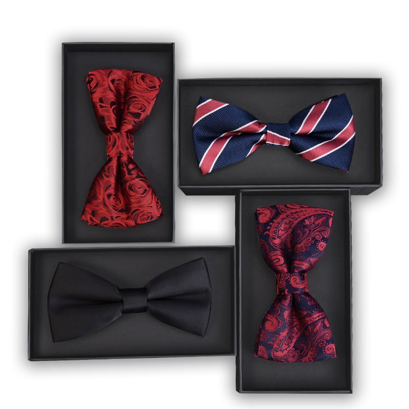 Pre-tied Bow Men's Formal Wedding Double Layer Groom Black Bow Tie