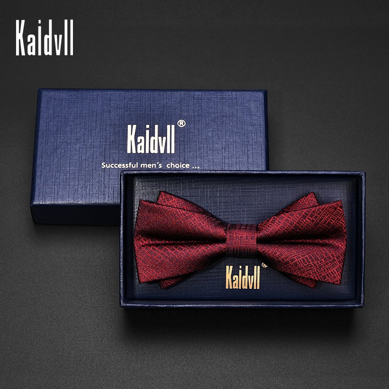 Pre-tied Bow Men's Formal Wedding Double Layer Groom Black Bow Tie