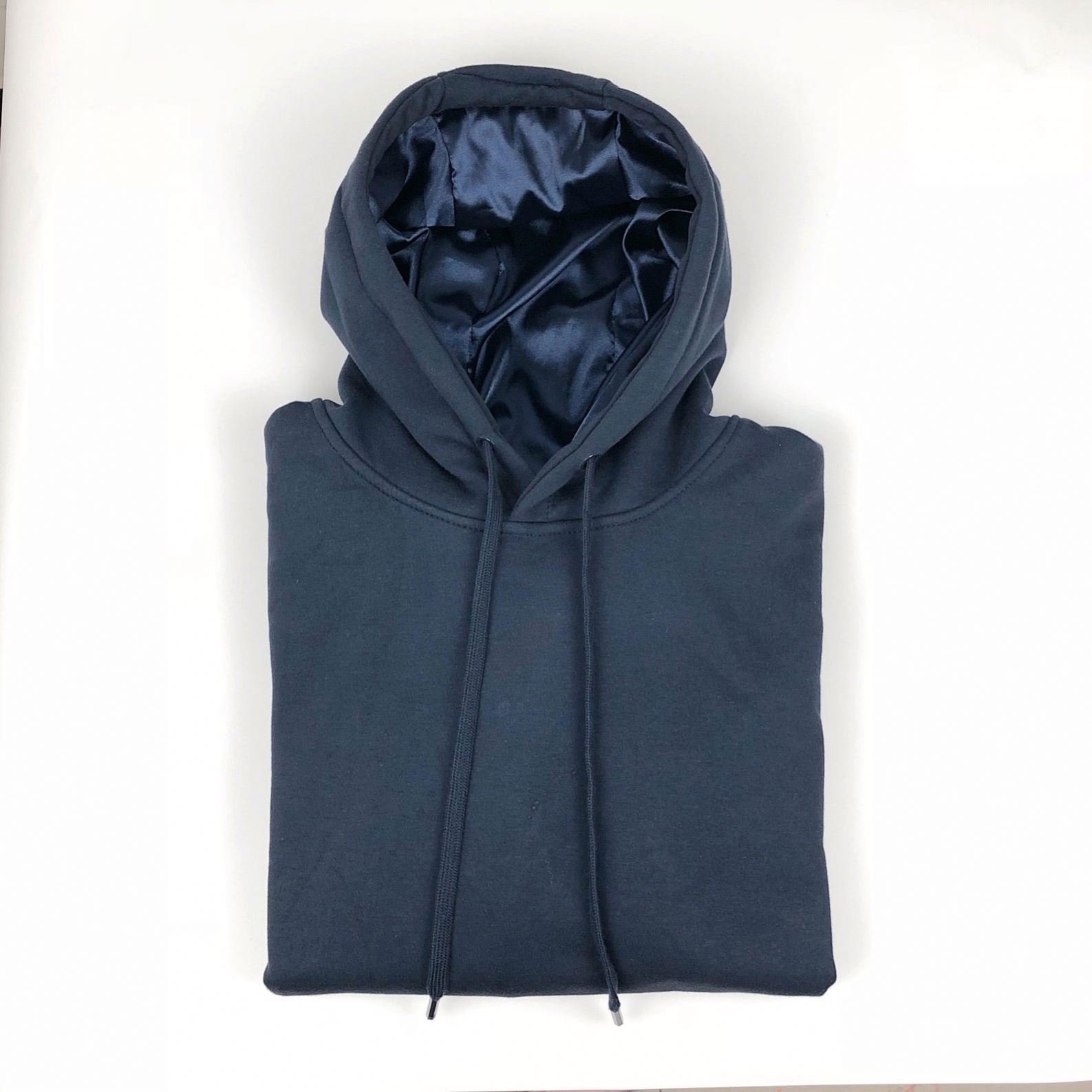 Custom silk lined hoodie unisex plus size plain french terry hoodie private high quality satin hooded hoodies
