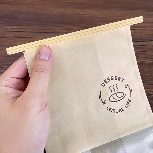 Resealable Brown Kraft Paper Bread Flat Bottom Pouch With Transparent Window And Tin Tie Food Packaging Bag Flexible Packaging