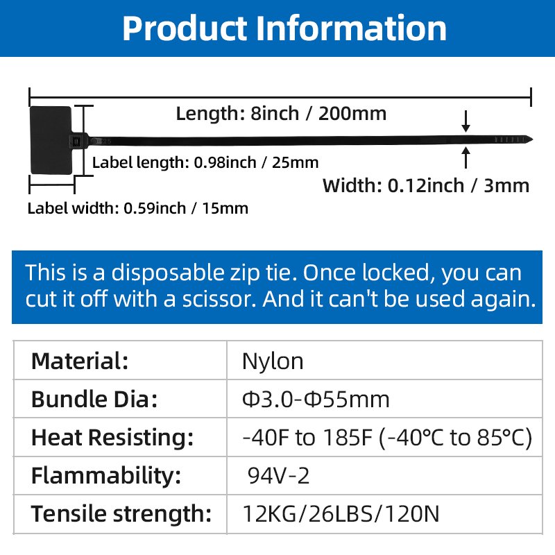 Self-locking nylon cable tie Waterproof mark cable tie Colorful Cheap Direct from the manufacturer