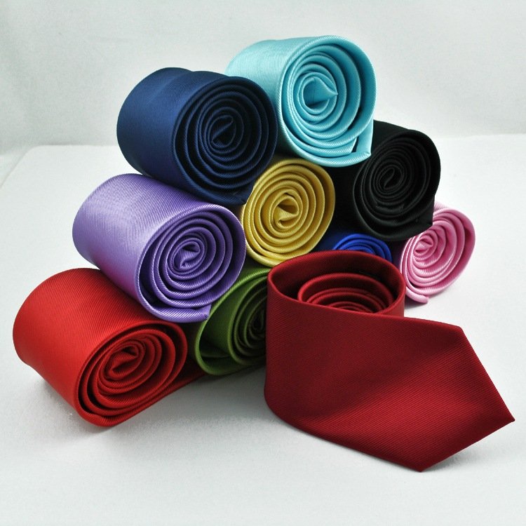 Hot Selling Men's Polyester Striped Neck Tie Solid Colors Business Neck Tie For Mens Wedding