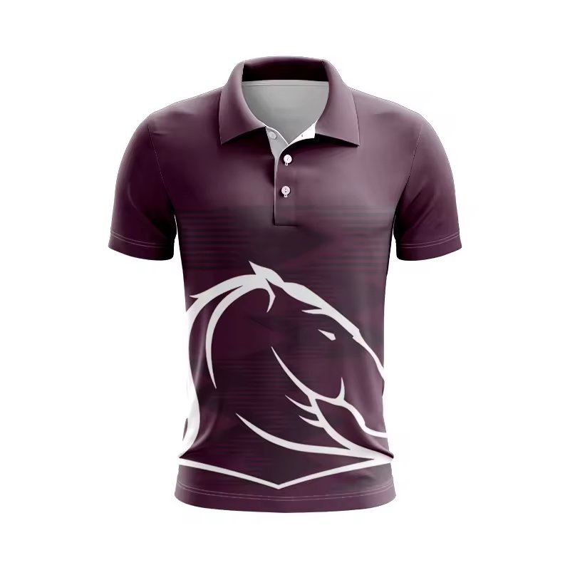 Custom Print Embroidered Logo Quick Dry Short Sleeve Polo Style Nrl Penrith Panthers Vintage Super Rugby T Shirt For Mens
