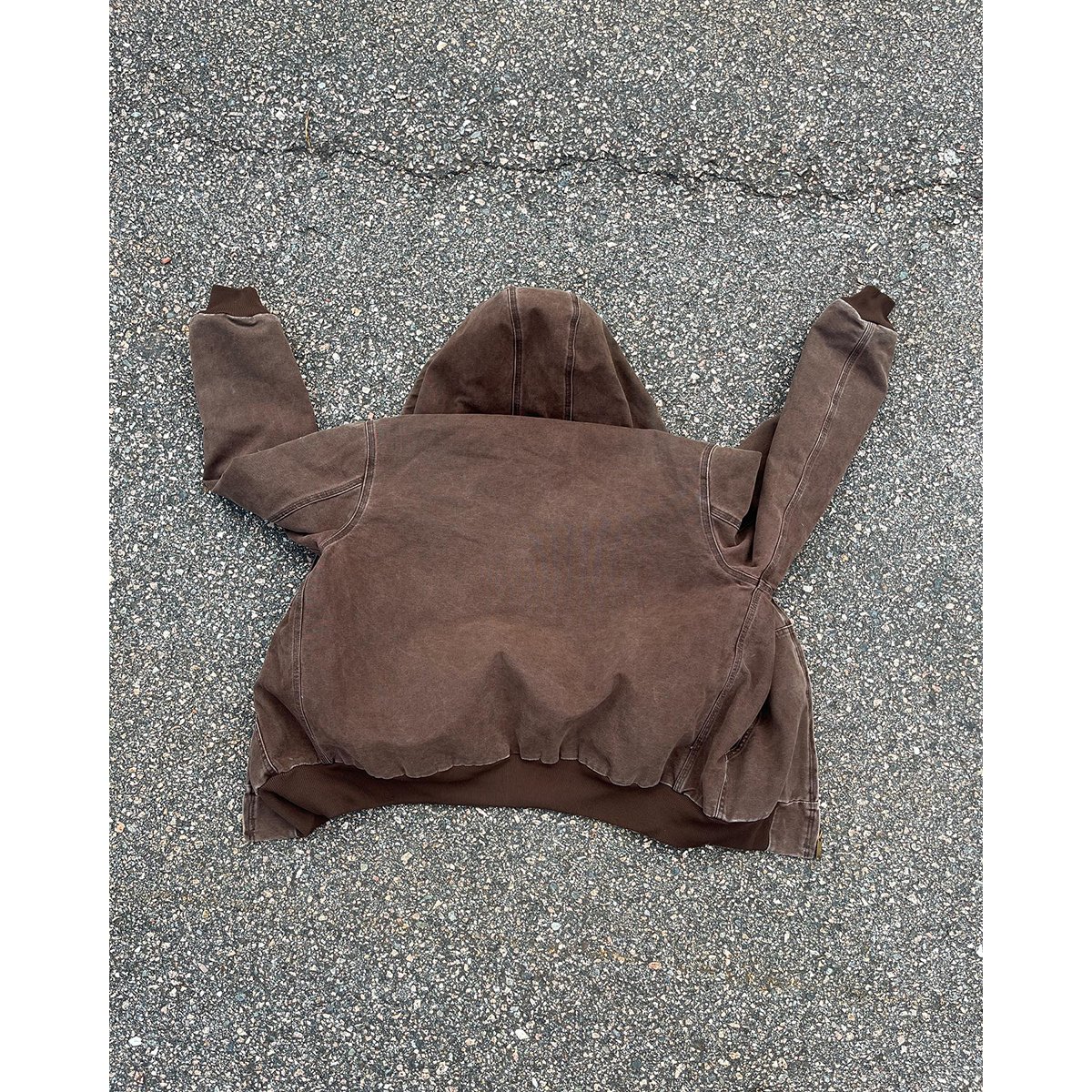Custom heavyweigh duck canvas work jacket with hood distress sherpa lined winter crop workers workwear bomber jacket men