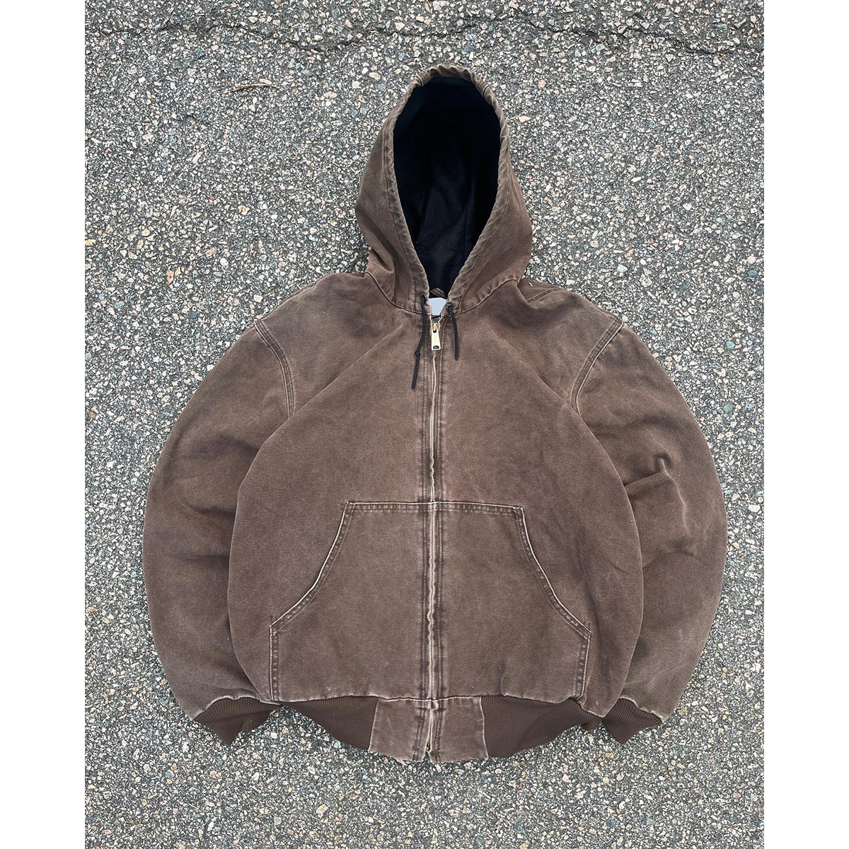 Custom heavyweigh duck canvas work jacket with hood distress sherpa lined winter crop workers workwear bomber jacket men