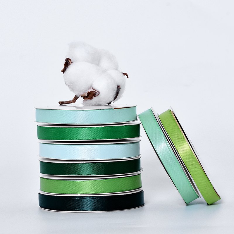 Ribest 9mm 100Y/R Green Single Face Satin Ribbon For Birthday Gift Boxes Packaging Wedding Flower Decoration Wholesale