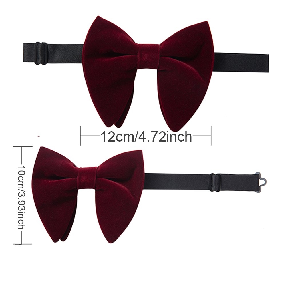 New Arrival Velvet Big Bowties Solid Handkerchief Cufflinks Bow Tie Set Red Yellow Men's Neck Ties for Wedding