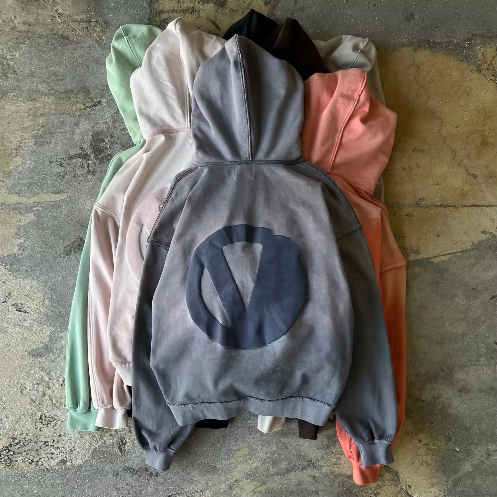 Custom Men's Heavyweight Hoodies Sweatshirts Manufacturer Pullover Streetwear Full Zip Up Puff Print Oversized Acid Wash Hoodies