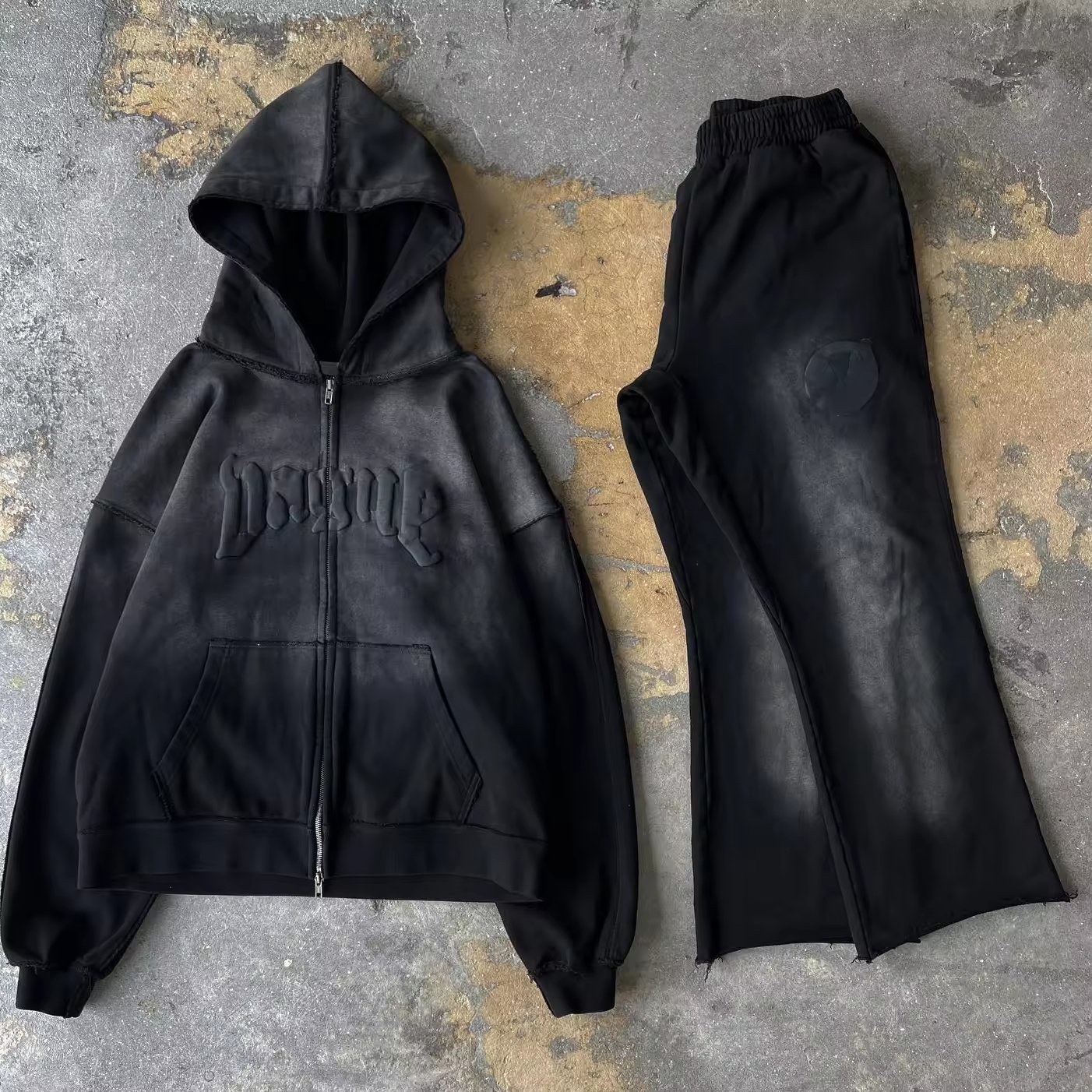Custom Men's Heavyweight Hoodies Sweatshirts Manufacturer Pullover Streetwear Full Zip Up Puff Print Oversized Acid Wash Hoodies
