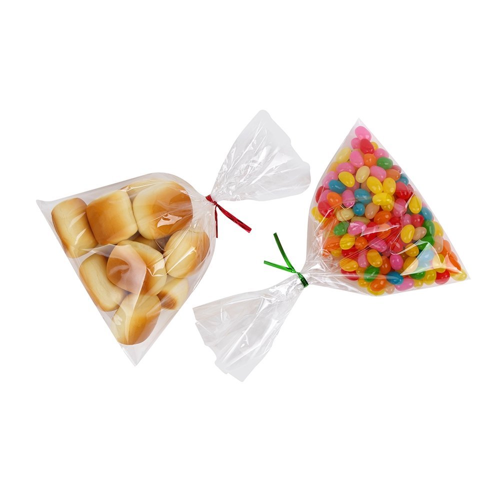 200 Pcs 4X6 Clear Flat Cello/Cellophane Treat Bags For Gift Wrapping ,Bakery,Cookie,Dessert,Favors Packaging With Twist Ties