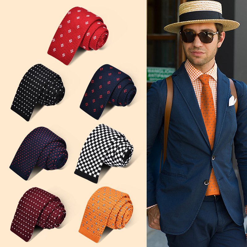 New Style Fashion Business Party Wedding Multi-colour Polyester Male Knitted Neck Tie