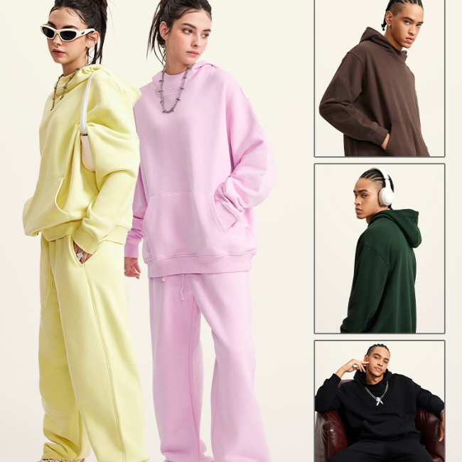2024 Autumn and Winter Maillard Wear Sweatshirt Unisex women sweatshirts Loose Oversize Solid Color Plush Suit Hoodie
