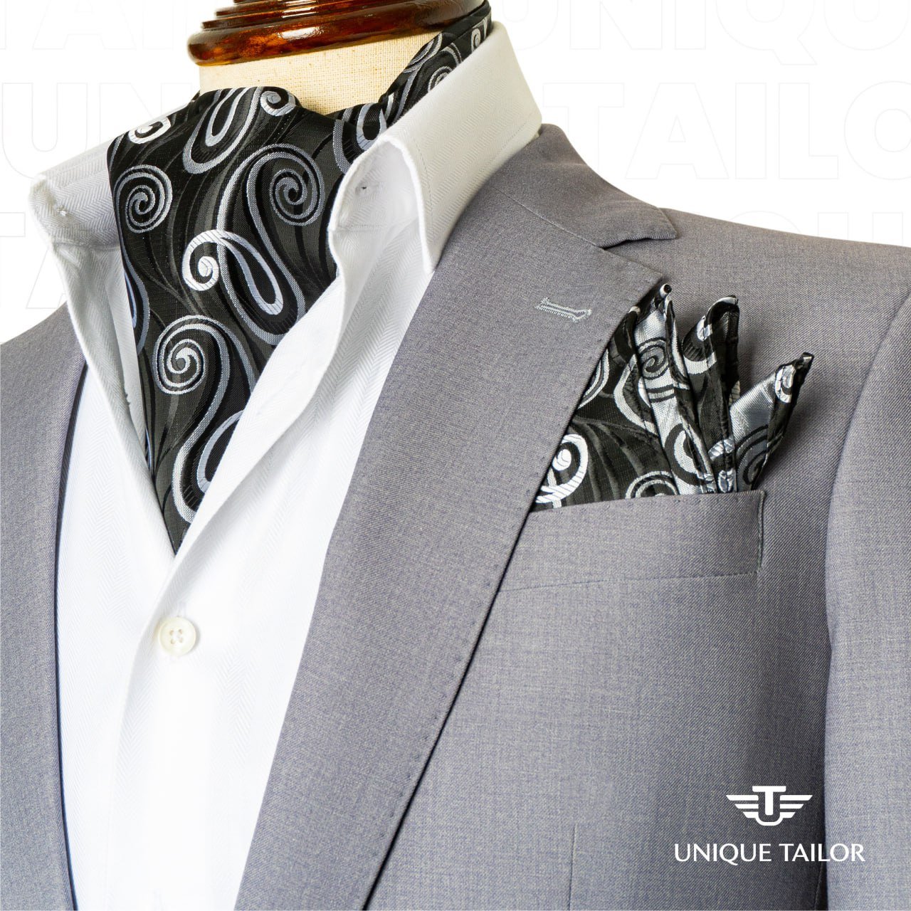 high quality high classic handmade custom breathable formal wear Ascot Ties and Hanky popular collections cotton silk best