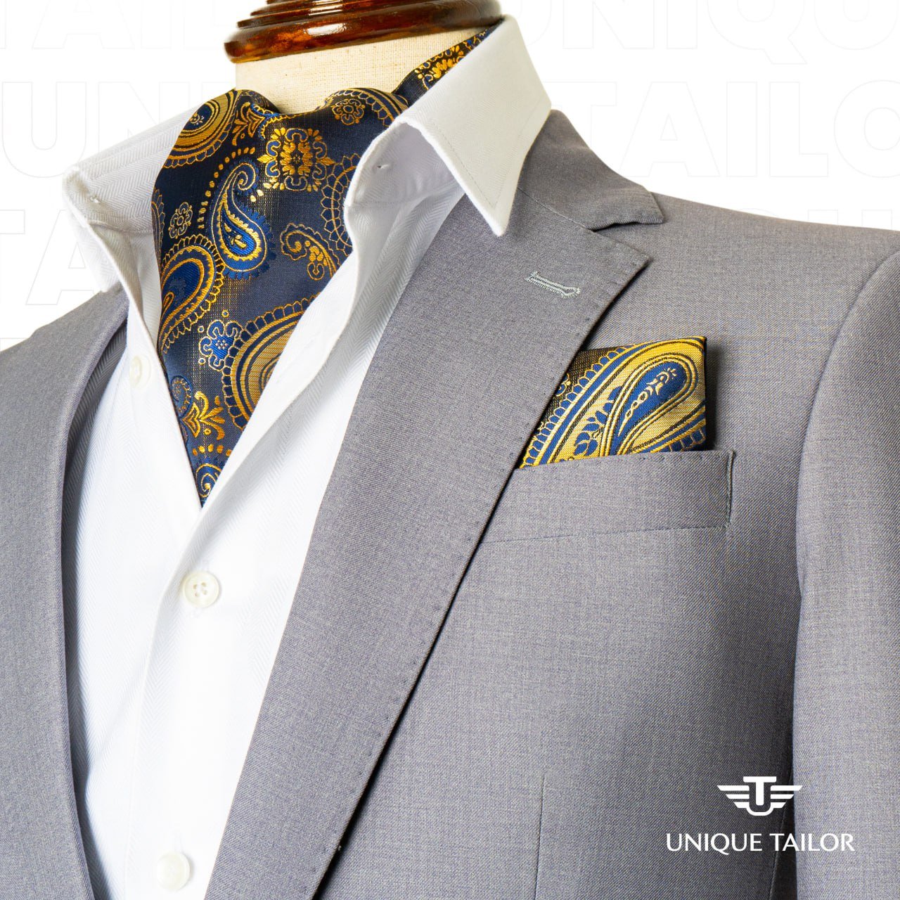 high quality high classic handmade custom breathable formal wear Ascot Ties and Hanky popular collections cotton silk best