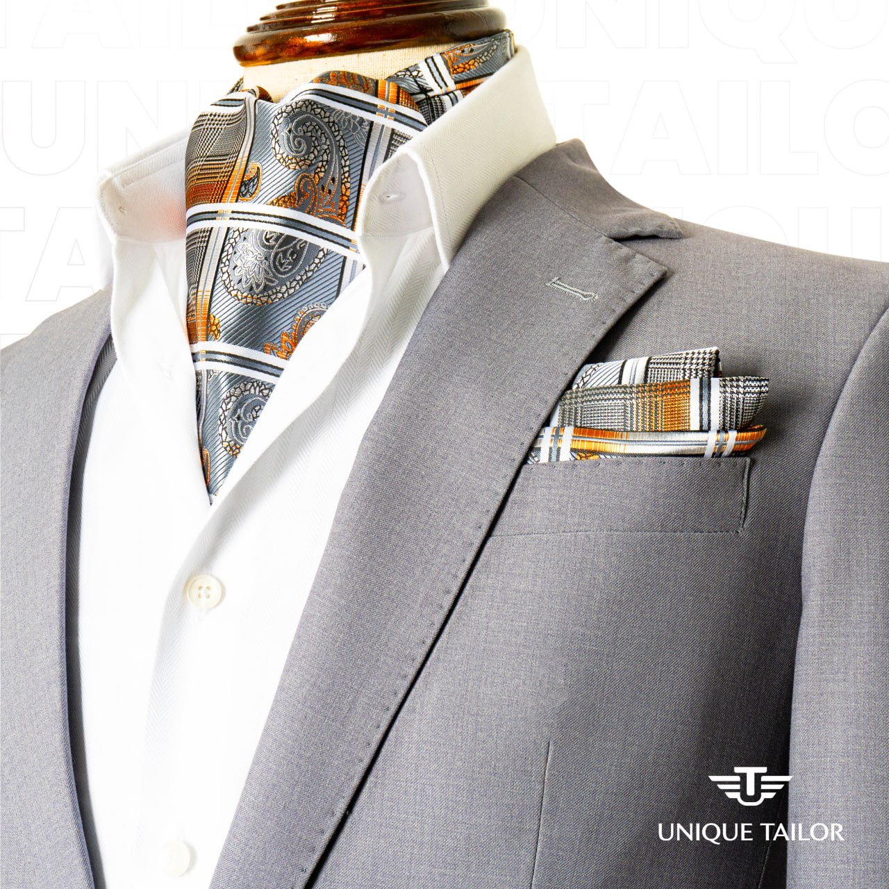high quality high classic handmade custom breathable formal wear Ascot Ties and Hanky popular collections cotton silk best