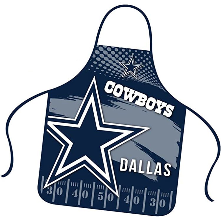 Dallas Cowboys Apron Chef Hat Set Full Color Universal Size Tie Back Grilling Tailgate BBQ Cooking Host