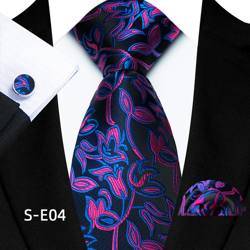 Blue Paisley Necktie For Men Silk Ties Customized Neck TIe For Men Polyester Necktie And Pocket Square Cufflink