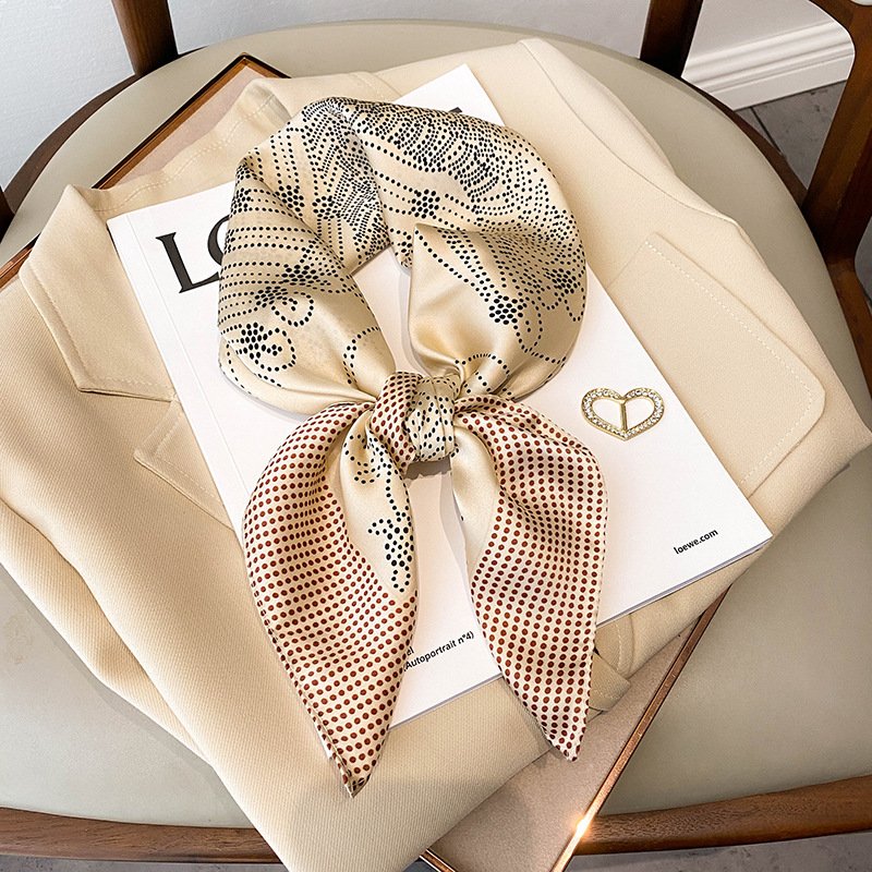 70*70cm Satin Silk Scarf Womens French Style Short Ladies Handkerchief Printed Square Silk Scarves