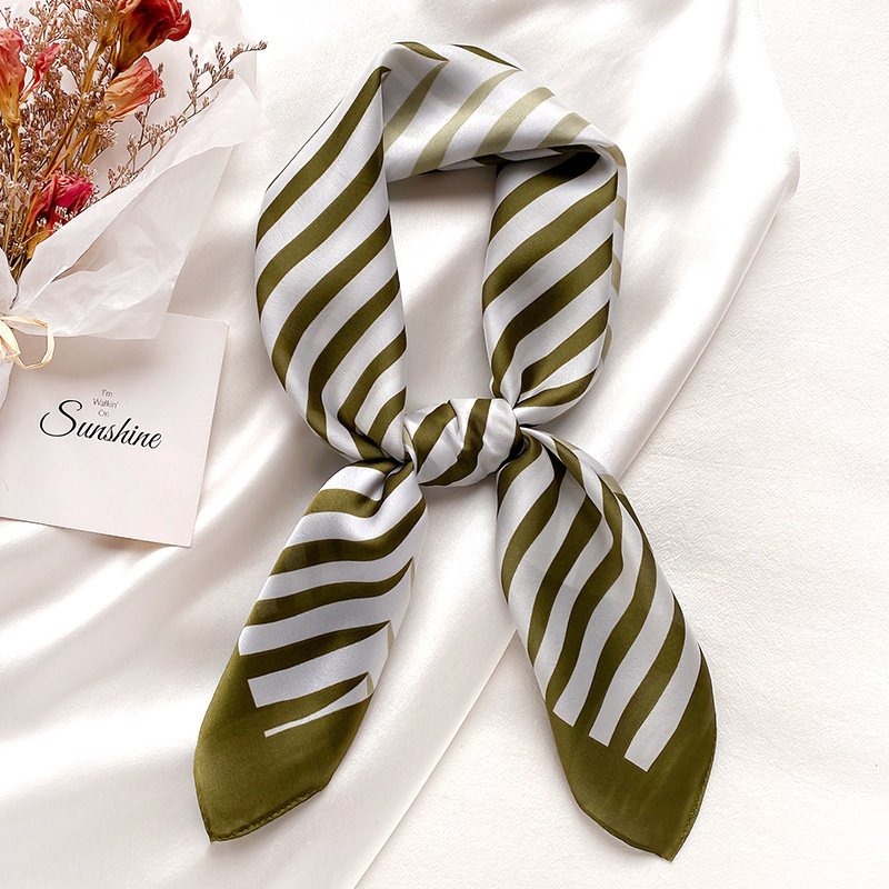 70*70cm Satin Silk Scarf Womens French Style Short Ladies Handkerchief Printed Square Silk Scarves