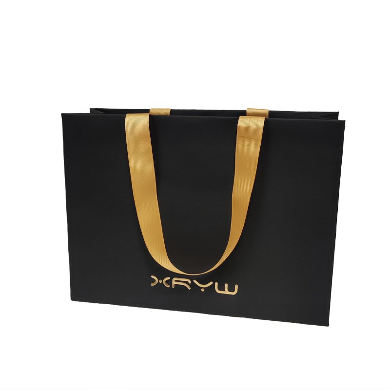 luxury black retail cheap paper gift bag for store small business clothes handles clothing custom shopping bags logo printed