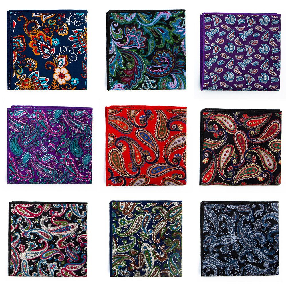 Handkerchief Print Floral Paisley NO MOQ 100% Cotton for Men 25x25cm 28 Polybag Men's Fashion Digital Print Fashion Scarf