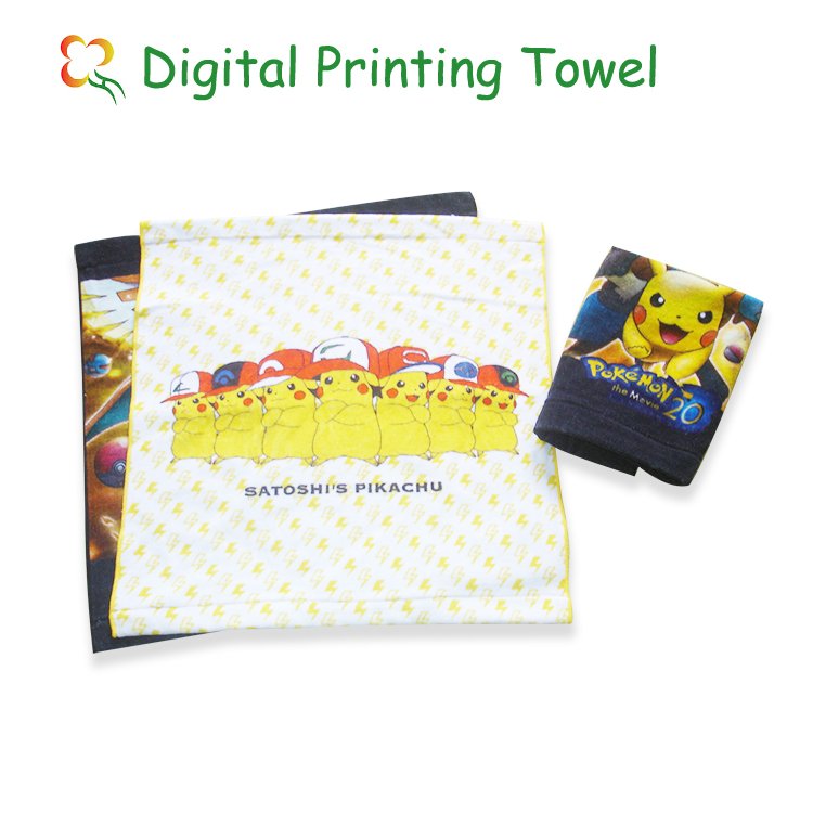 100% Cotton Customized Digital Printed Lemon Design Small Lovely Face Hand Towel Handkerchief Towel For Kids