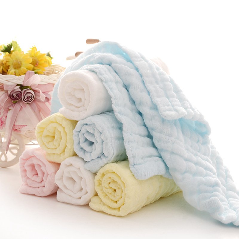 New Design Solid Color Absorbent Newborn Baby Cotton Towel Burp Cloth Muslin Organic Muslin Cotton Gauze Washcloth For Baby