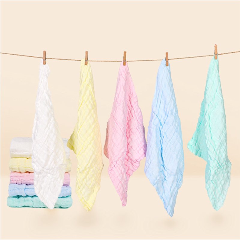 New Design Solid Color Absorbent Newborn Baby Cotton Towel Burp Cloth Muslin Organic Muslin Cotton Gauze Washcloth For Baby
