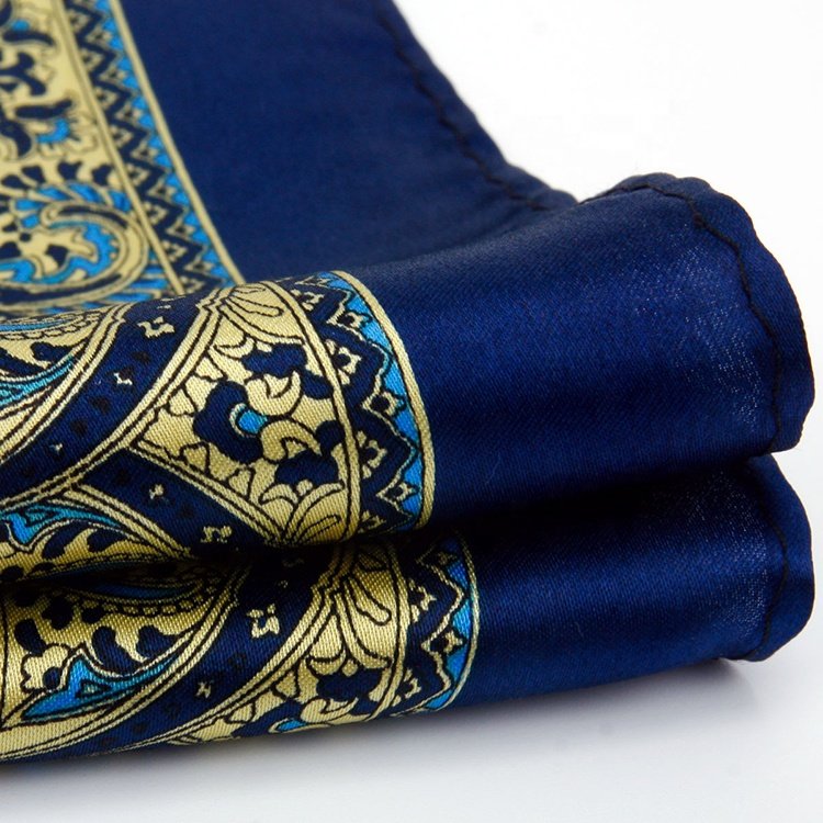 High Quality Luxury Design Accept Customized Logo Handkerchief Screen Print Serigraphy Silk Pocket Square