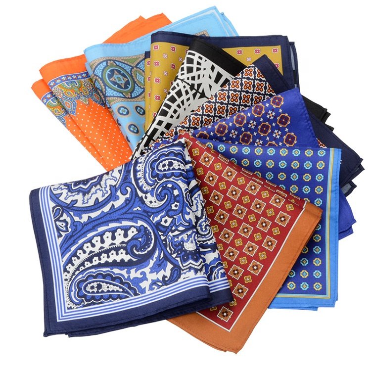 High Quality Luxury Design Accept Customized Logo Handkerchief Screen Print Serigraphy Silk Pocket Square