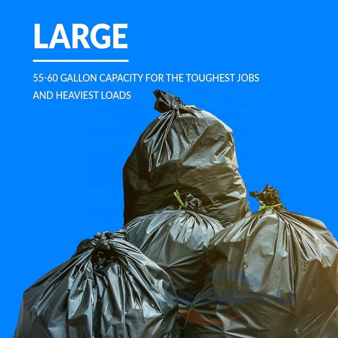 Industrial Grade Black Trash Bags, Extra Thick Refuse Sack,High Density Rolls Trash Can Liners