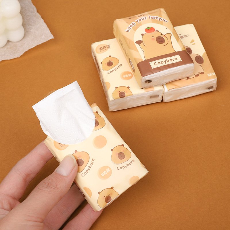 Cartoon Thickened 3 Ply Printing Mini Pack Facial Pocket Tissue Paper Handkerchief For Outdoor