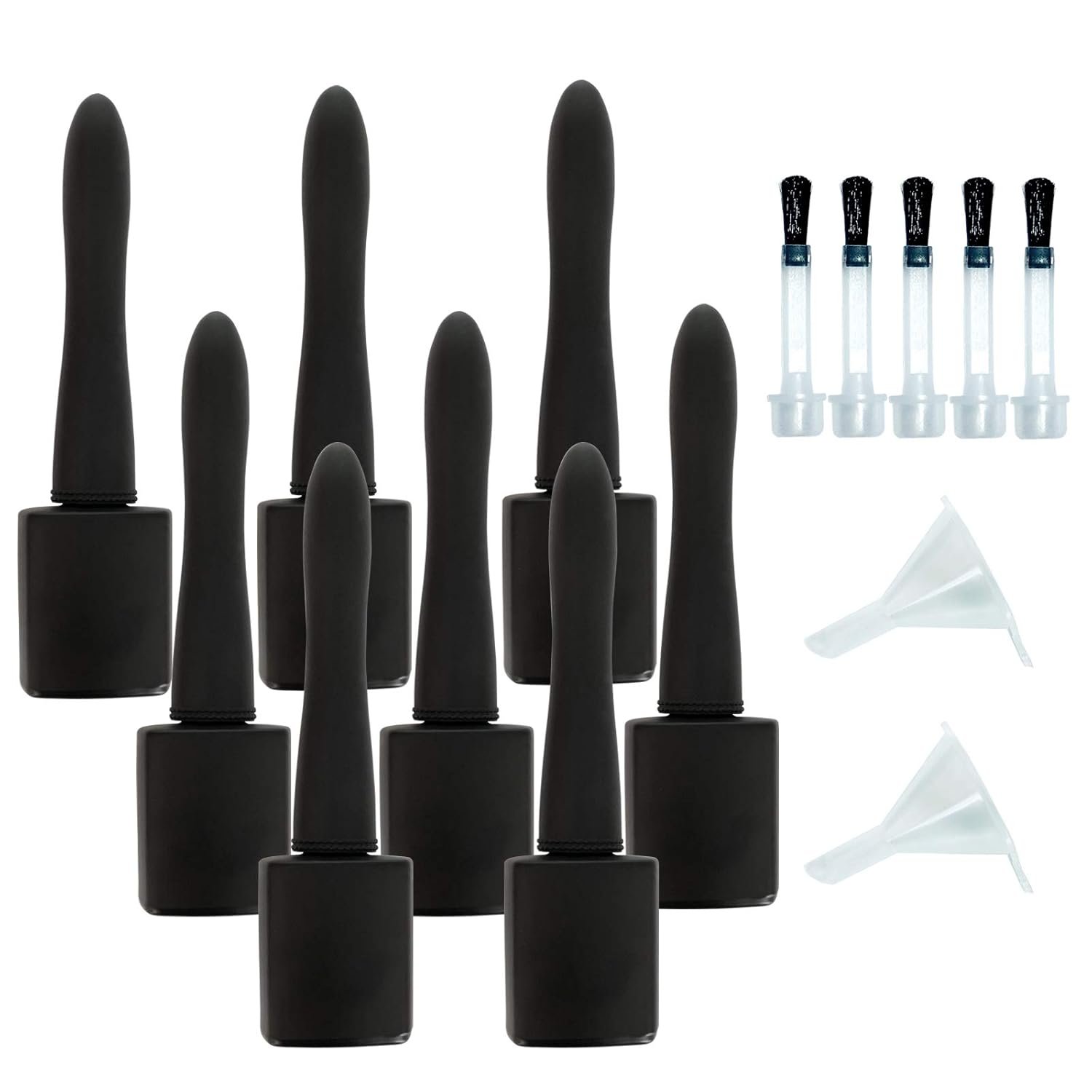 Wholesale Empty 15ml Clear Amber Matte Black Glass Gel Nail Polish Bottle With Brush
