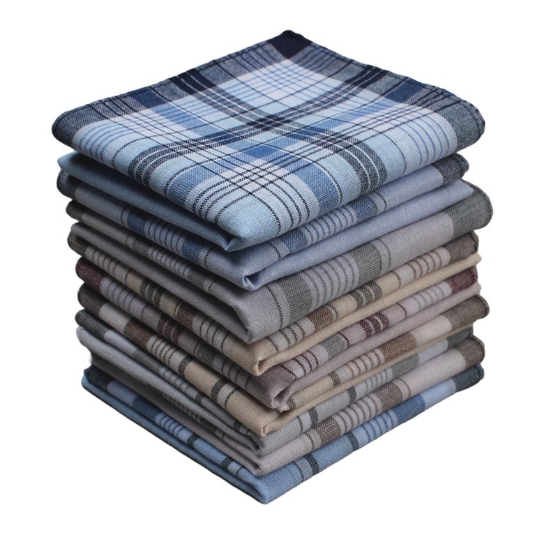 High Quality Square Scarf Mens Soft Hanky Striped Custom Print 100% Cotton Handkerchiefs For Men