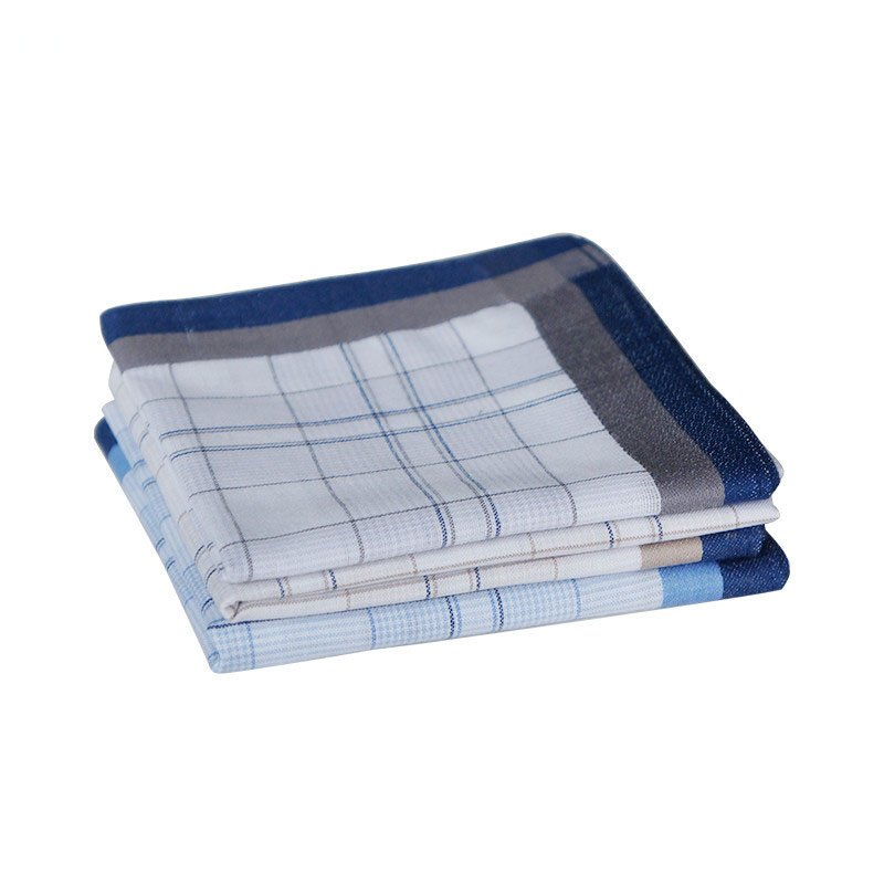 High Quality Square Scarf Mens Soft Hanky Striped Custom Print 100% Cotton Handkerchiefs For Men