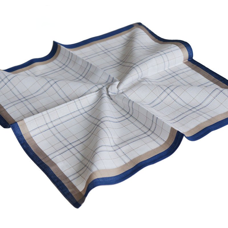 High Quality Square Scarf Mens Soft Hanky Striped Custom Print 100% Cotton Handkerchiefs For Men