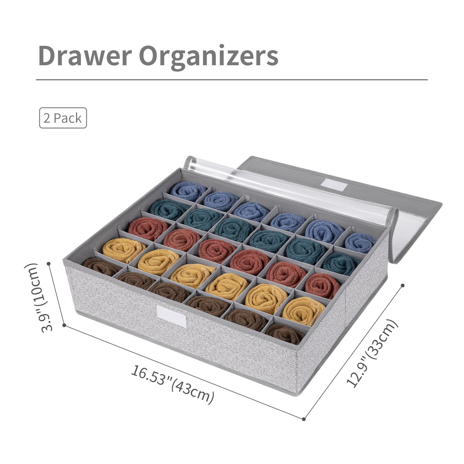 Sock Drawer Organizer Divider Collapsible Closet Cabinet Organizer Underwear Storage Box for Storing Socks Handkerchief Tie Belt