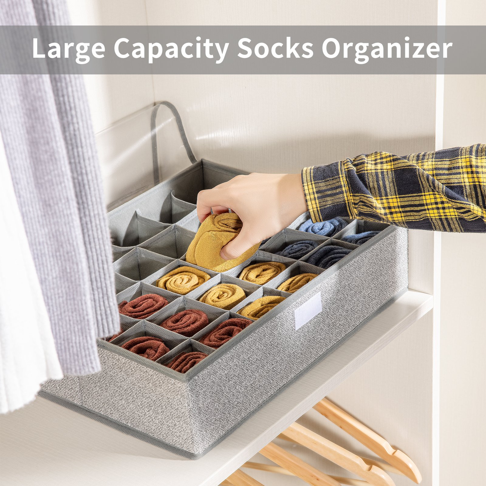 Sock Drawer Organizer Divider Collapsible Closet Cabinet Organizer Underwear Storage Box for Storing Socks Handkerchief Tie Belt