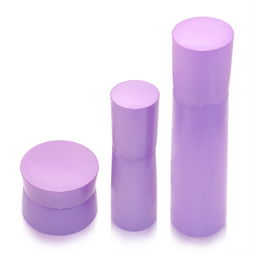 Luxury Glass Lotion Containers 30 50 80g 40 120 ml Skincare Packaging purple Cosmetic Bottles And Jars Sets For Sale