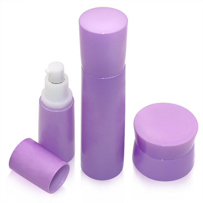 Luxury Glass Lotion Containers 30 50 80g 40 120 ml Skincare Packaging purple Cosmetic Bottles And Jars Sets For Sale