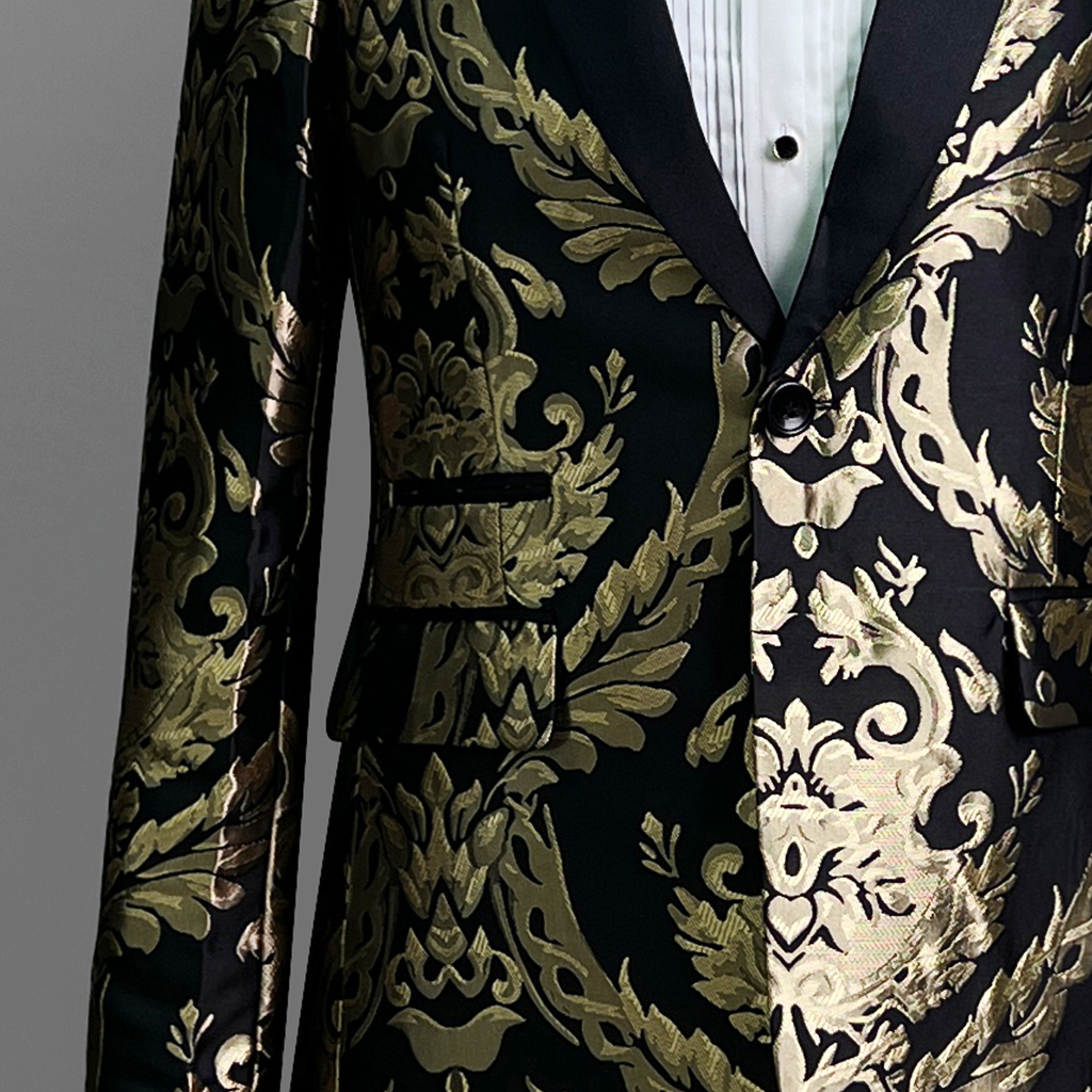 Elegant Men's Tuxedo Black Shawl Collar Single Breasted Round Tail Two-Button Design