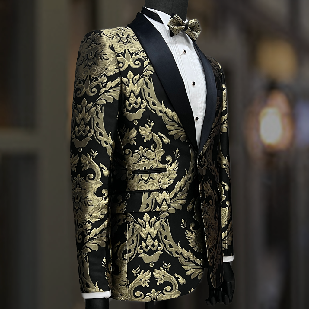 Elegant Men's Tuxedo Black Shawl Collar Single Breasted Round Tail Two-Button Design