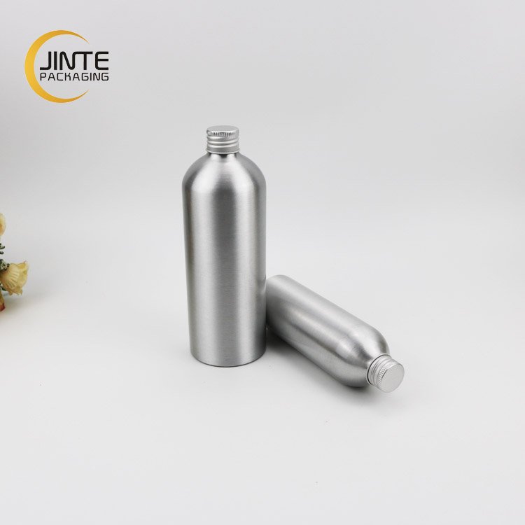 Empty Aluminum Cosmetic Packaging Lotion Bottle Metal Packaging 100ml 300ml 400ml 500ml Silver Alum Bottle With Screw Lid