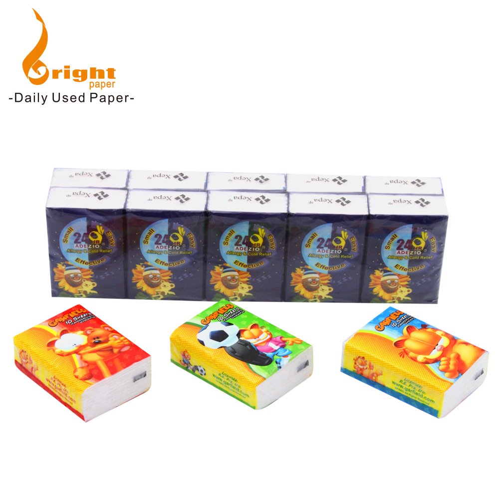 Custom Pocket Paper Logo 3ply 10pcs Virgin Wood Pulp Mini Size Origami Pocket Tissue Paper Napkin